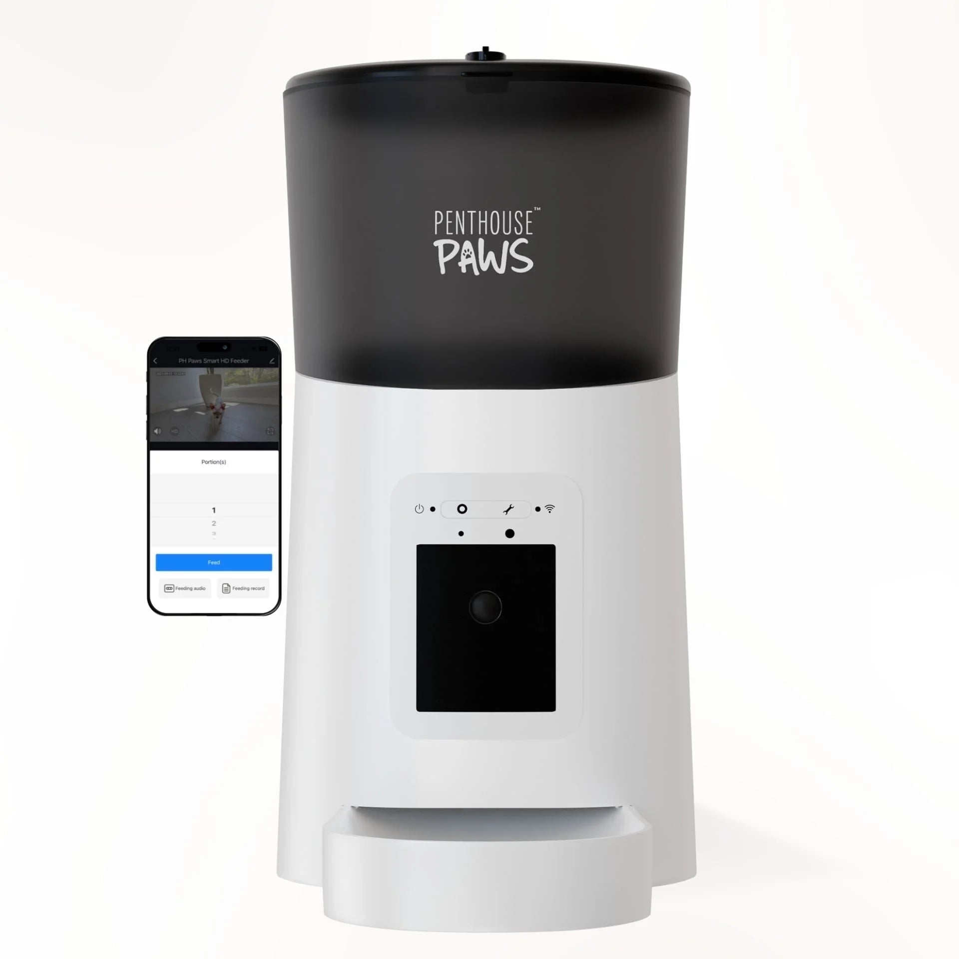 Smart HD Feeder, Automatic Pet Food Dispenser, 6L, 1080P Camera, 2-Way Audio, Backup Power, 15 Meals/Day, White, for Cat & Dog